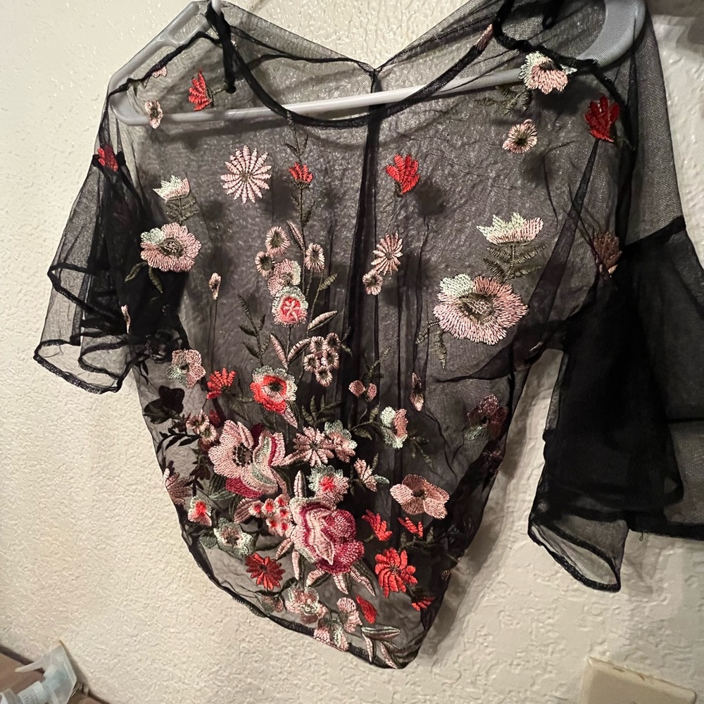 See Through Black/Floral Top